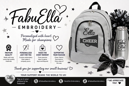 Personalized Glitter Cheer Backpack | Custom Embroidered Team Bag