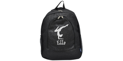 Embroidered Silver Glitter Backpack for Gymnasts, Stylish and Practical Gear