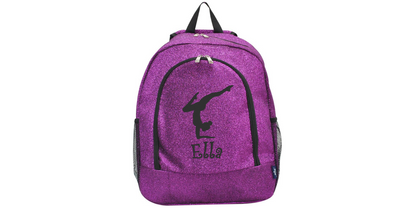Embroidered Silver Glitter Backpack for Gymnasts, Stylish and Practical Gear