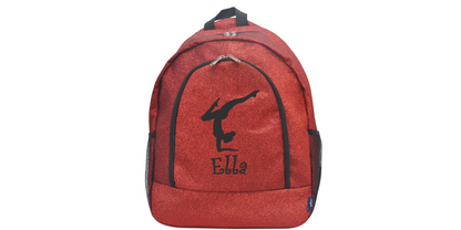 Embroidered Silver Glitter Backpack for Gymnasts, Stylish and Practical Gear