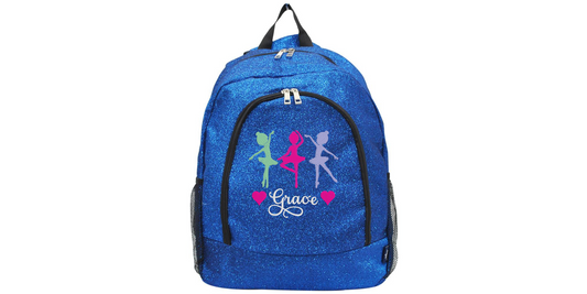Customizable Royal Blue Glitter Dance Backpack – Stylish and Functional