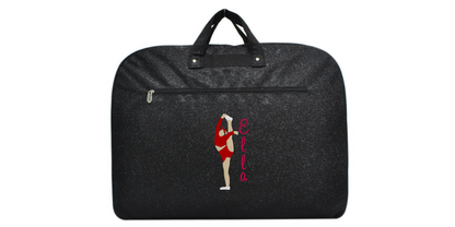 Personalized Glitter Uniform Bag with Embroidered Cheerleader Bow and Arrow Stunt Design