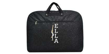 Black Glitter Gymnastics Uniform Bag with Handstand Embroidery, Personalized & Stylish
