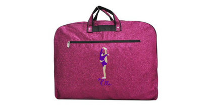 Personalized Glitter Uniform Bag with Embroidered Cheerleader Bow and Arrow Stunt Design