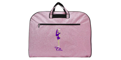 Personalized Glitter Uniform Bag with Embroidered Cheerleader Bow and Arrow Stunt Design