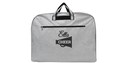 Personalized  Glitter Garment Bag with Embroidered Cheerleader Megaphone Design