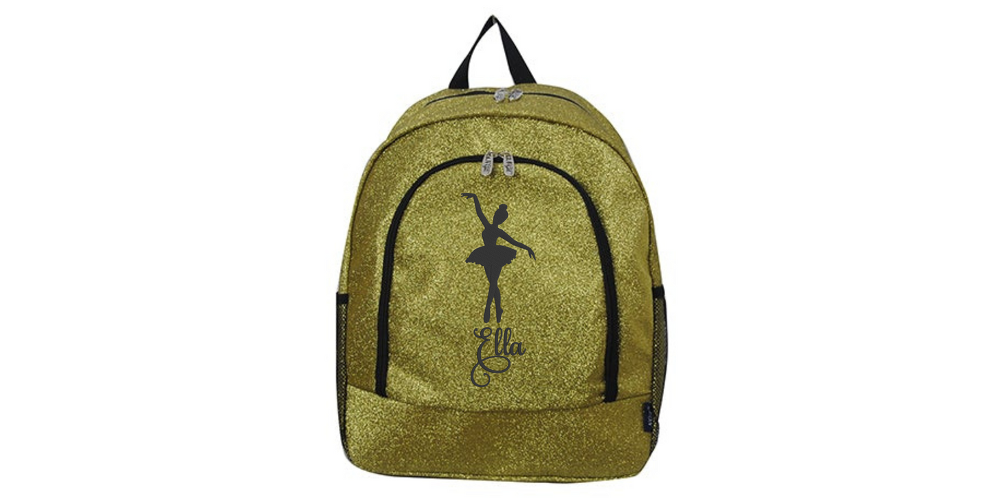 Customizable Embroidered Purple Glitter Backpack for Dancers, Stylish and Unique