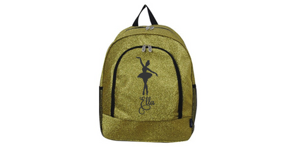 Customizable Embroidered Purple Glitter Backpack for Dancers, Stylish and Unique