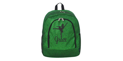 Personalized Silver Glitter Dance Backpack, Stylish Embroidered Design