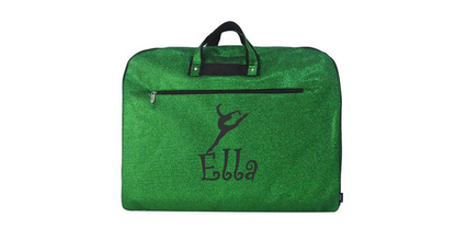 Personalized  Glitter Garment Bag with Embroidered Leaping Dancer Design