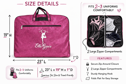 Personalized Glitter Dance Garment Bag – Custom Dancer Costume Travel Bag