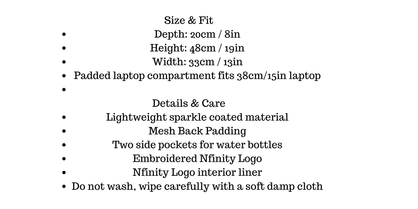 Nfinity Sparkle Glitter Backpack with Embroidered Dancer Leap Design