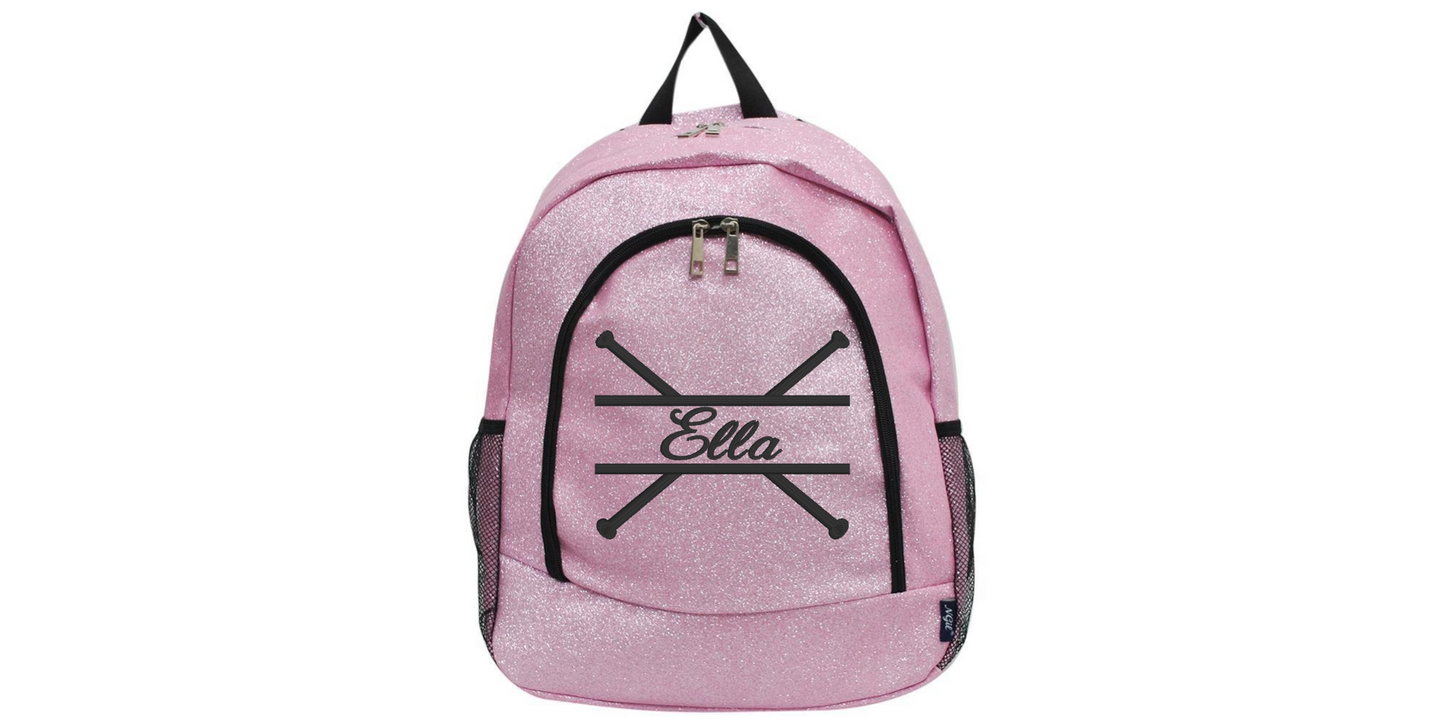 Personalized Monogrammed Glitter Backpack with Cheerleader Embroidery