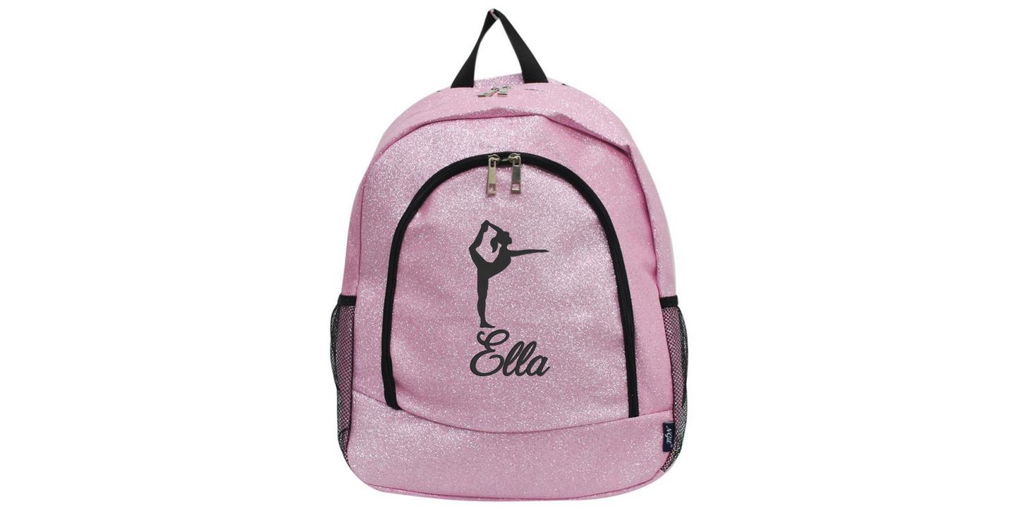 Green Glitter Gymnast Backpack. Sparkle Your Way to Victory!