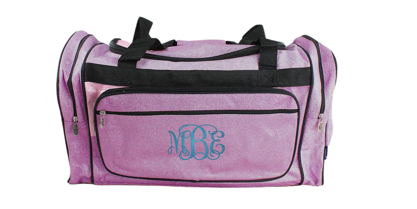 Chic 23-Inch Glitter Monogrammed Duffel Bag, Personalized and Stylish