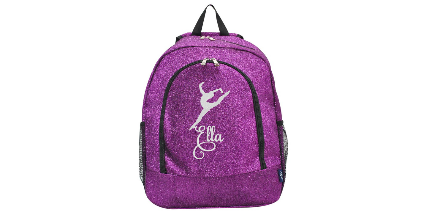Customizable Embroidered Royal Blue Glitter Dance Backpack, Stylish and Chic