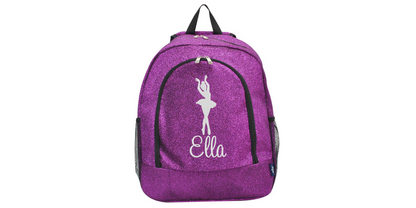 Customizable Embroidered Pink Glitter Backpack for Dancers, Stylish & Trendy