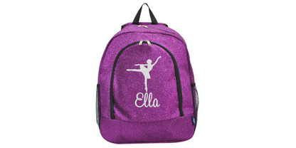 Personalized Silver Glitter Dance Backpack, Stylish Embroidered Design