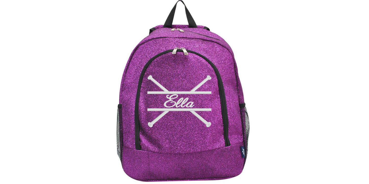 Personalized Monogrammed Glitter Backpack with Cheerleader Embroidery