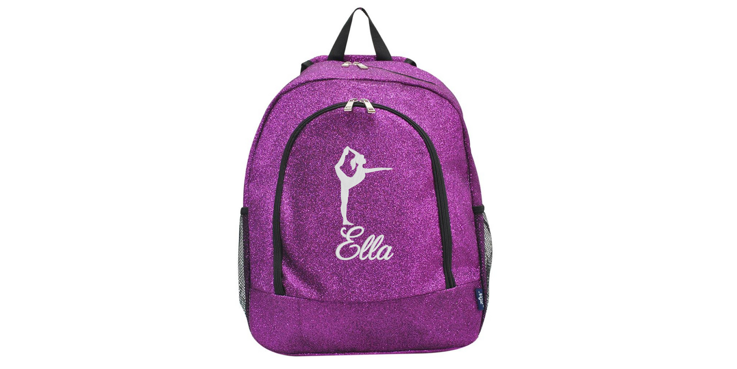 Green Glitter Gymnast Backpack. Sparkle Your Way to Victory!