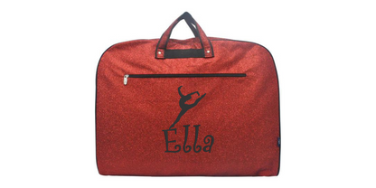Personalized  Glitter Garment Bag with Embroidered Leaping Dancer Design