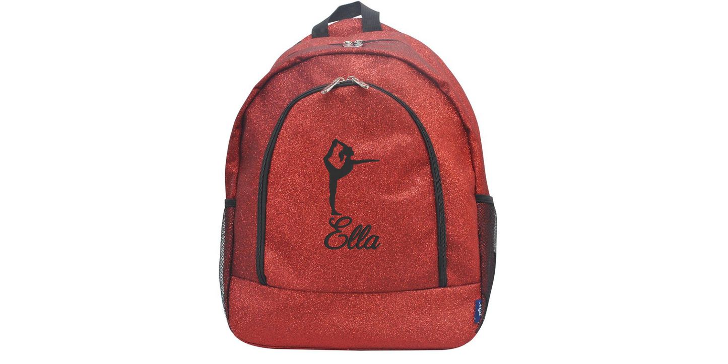 Green Glitter Gymnast Backpack. Sparkle Your Way to Victory!