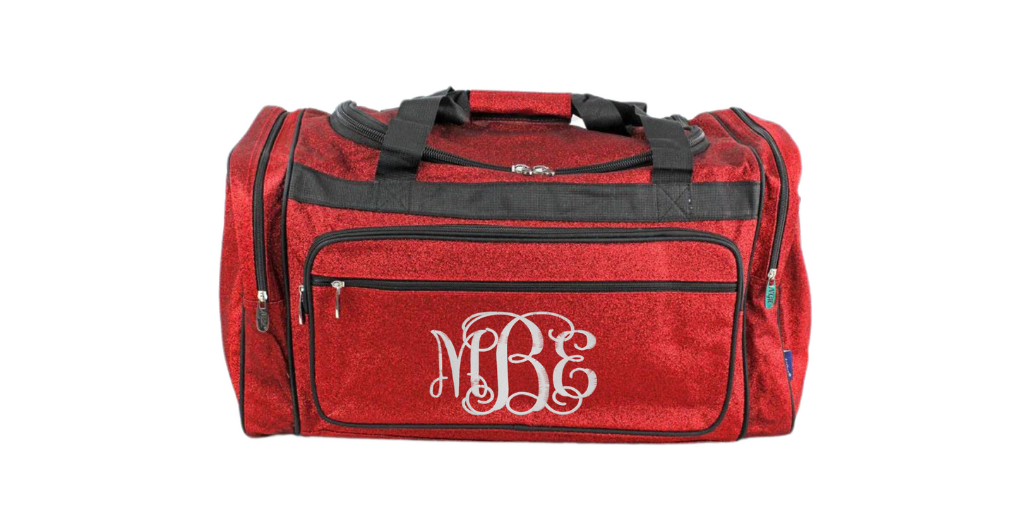 Chic 23-Inch Glitter Monogrammed Duffel Bag, Personalized and Stylish