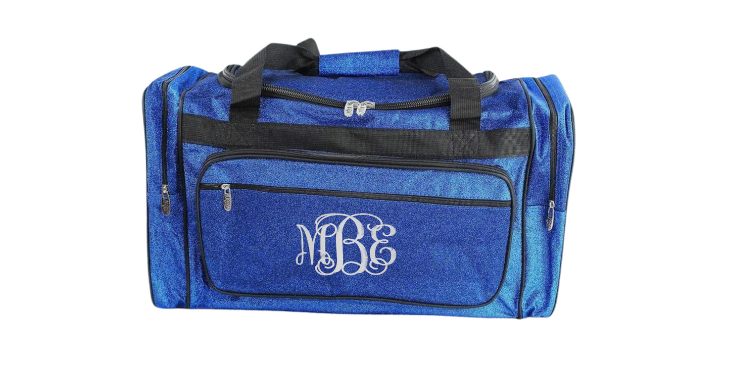 Chic 23-Inch Glitter Monogrammed Duffel Bag, Personalized and Stylish