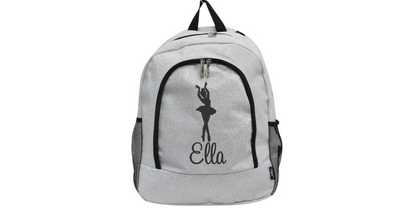 Customizable Embroidered Pink Glitter Backpack for Dancers, Stylish & Trendy