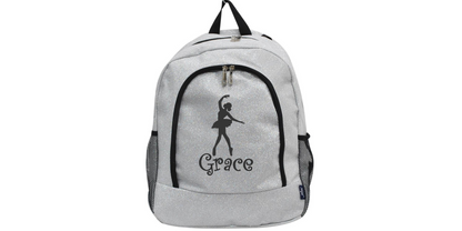 Personalized Embroidered Purple Glitter Backpack for Dancers, Stylish & Customizable
