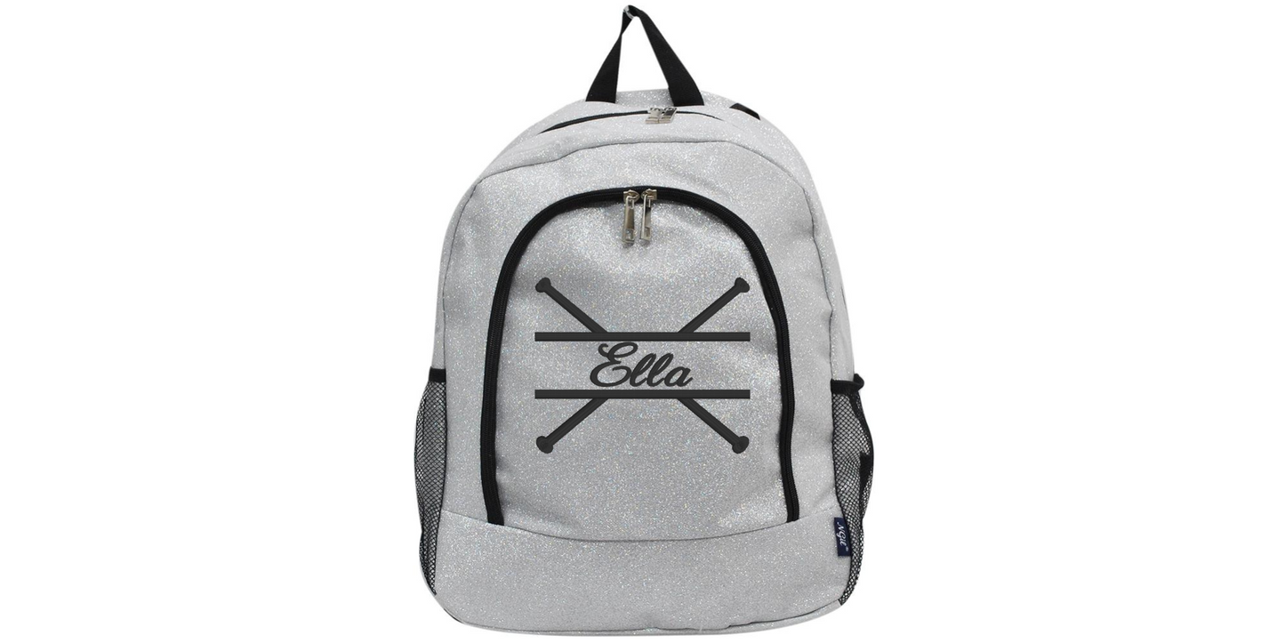 Personalized Monogrammed Glitter Backpack with Cheerleader Embroidery