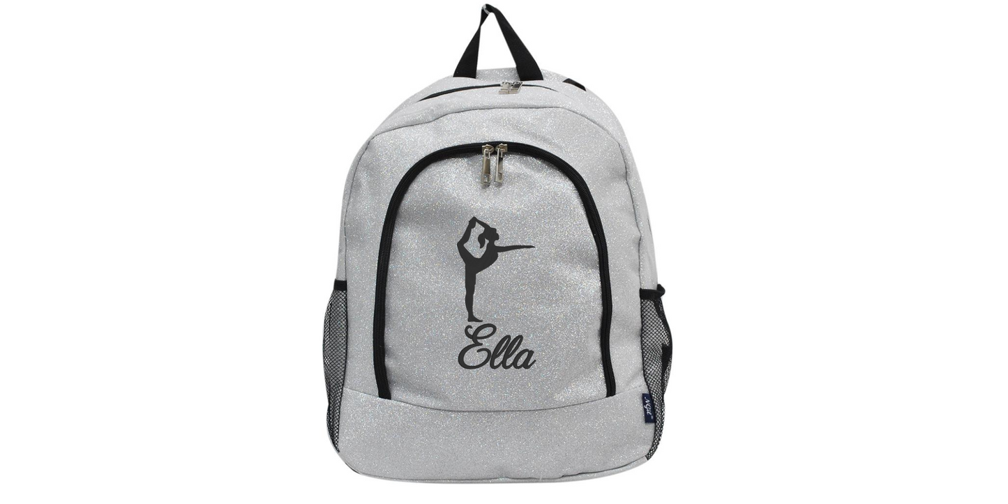 Green Glitter Gymnast Backpack. Sparkle Your Way to Victory!