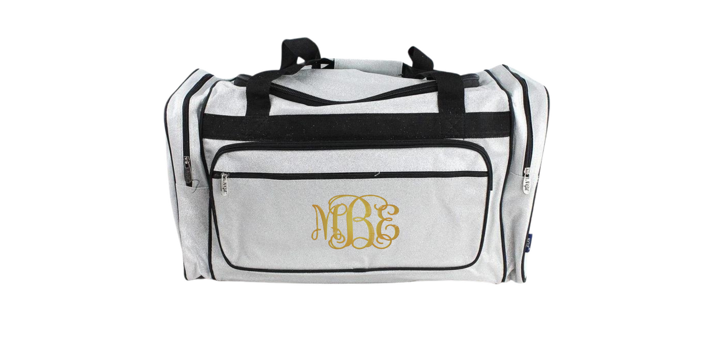 Chic 23-Inch Glitter Monogrammed Duffel Bag, Personalized and Stylish