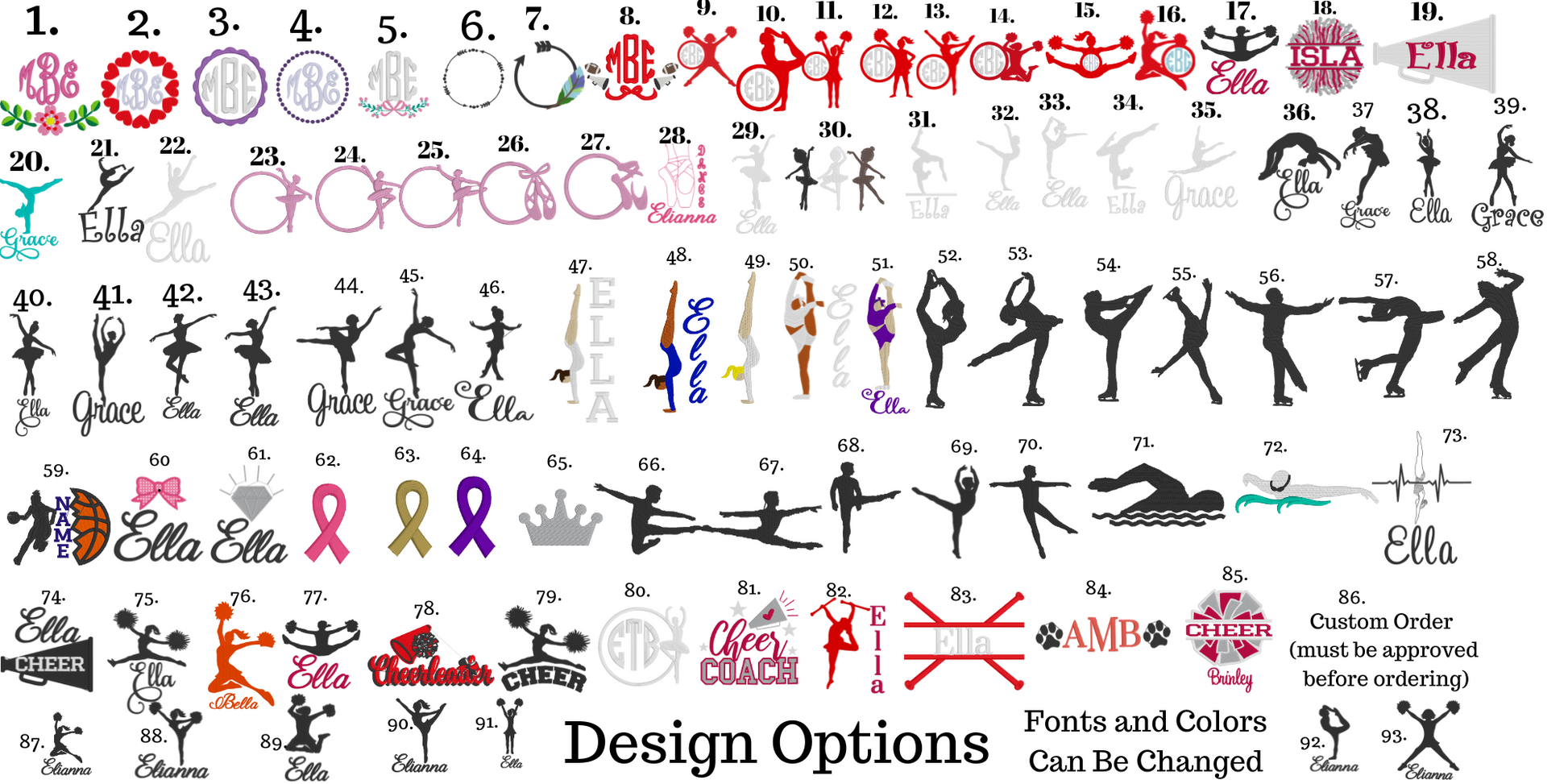 a poster with a lot of different designs on it