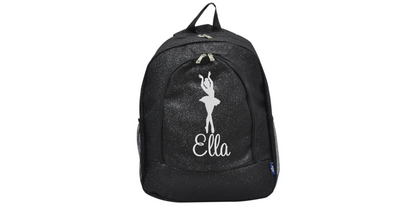 Customizable Embroidered Pink Glitter Backpack for Dancers, Stylish & Trendy
