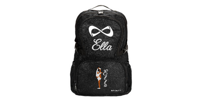 Nfinity Sparkle Glitter Backpack with Embroidered Cheerleading Stunt Design