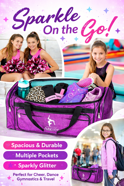 Personalized Pink Dance Duffle Bag – Custom Name Ballet & Gymnastics Glitter Gear Bag