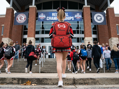 Personalized Red Nfinity Sparkle Backpack | Custom Embroidered Cheer, Dance & Gymnastics Competition Bag