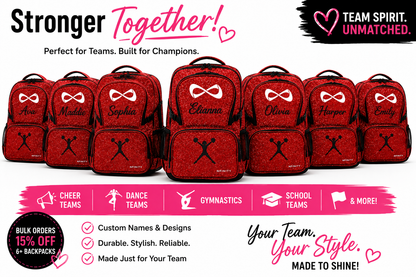 Personalized Red Nfinity Sparkle Backpack | Custom Embroidered Cheer, Dance & Gymnastics Competition Bag