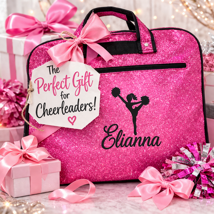 Personalized Glitter Cheer Garment Bag – Custom Name Cheerleader Uniform Bag