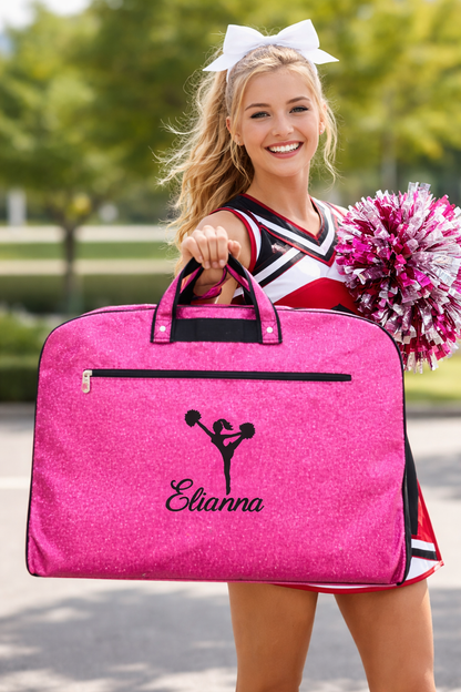Personalized Glitter Cheer Garment Bag – Custom Name Cheerleader Uniform Bag