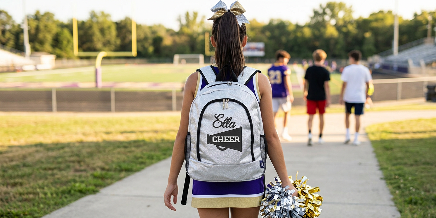 Personalized Glitter Cheer Backpack | Custom Embroidered Team Bag