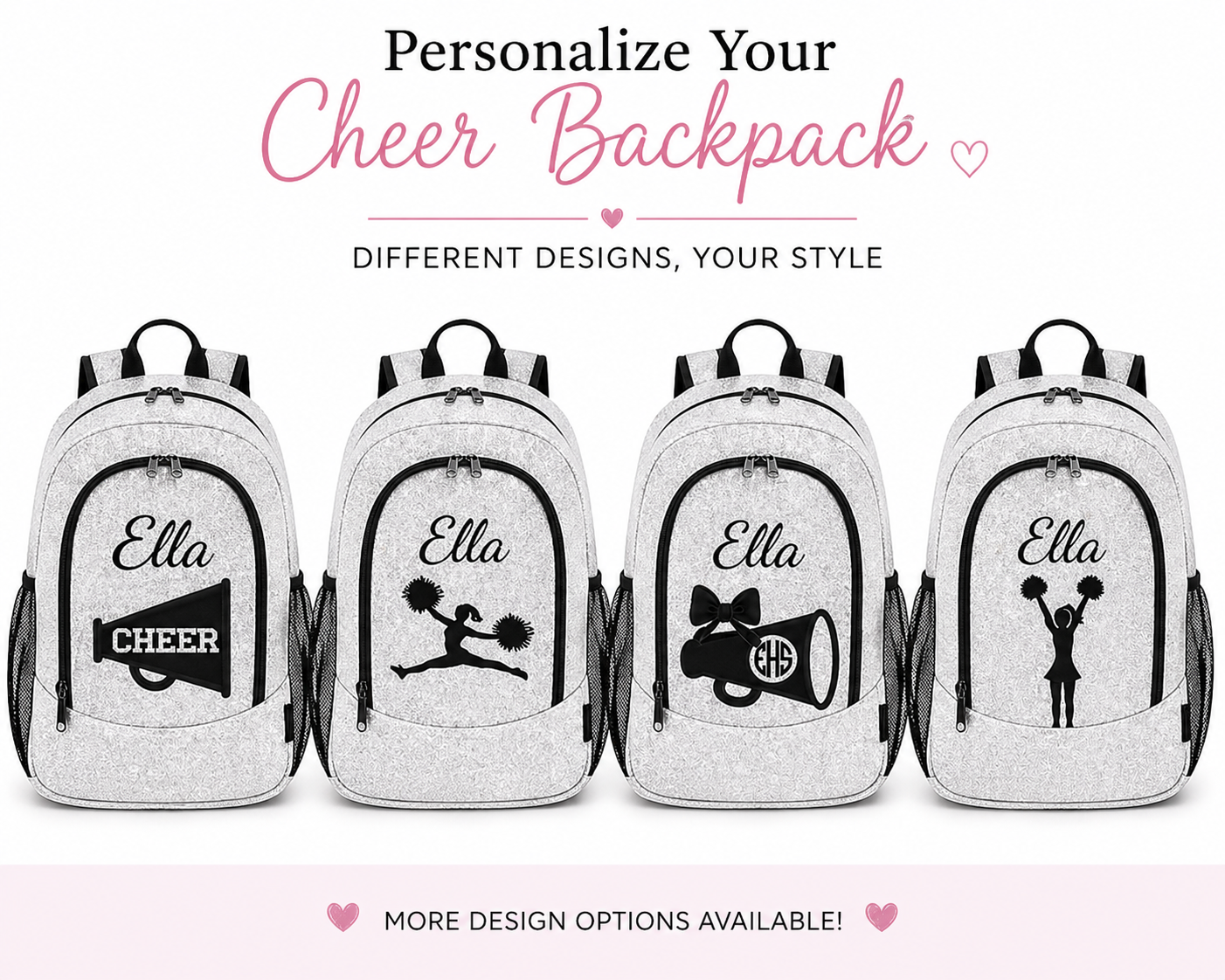 cheer backpack design options personalization