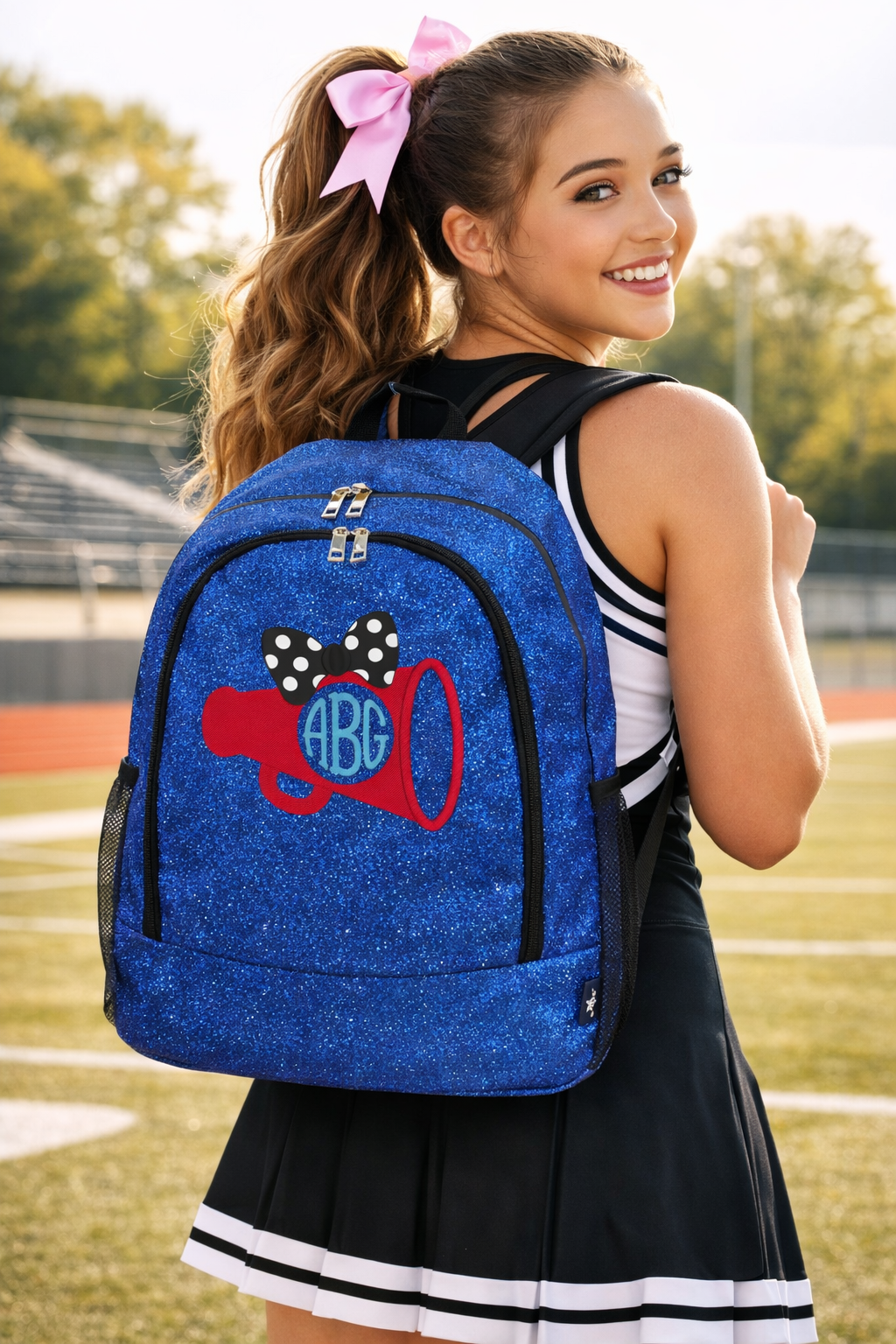 Personalized Cheer Backpack – Custom Glitter Cheerleading Bag with Monogram