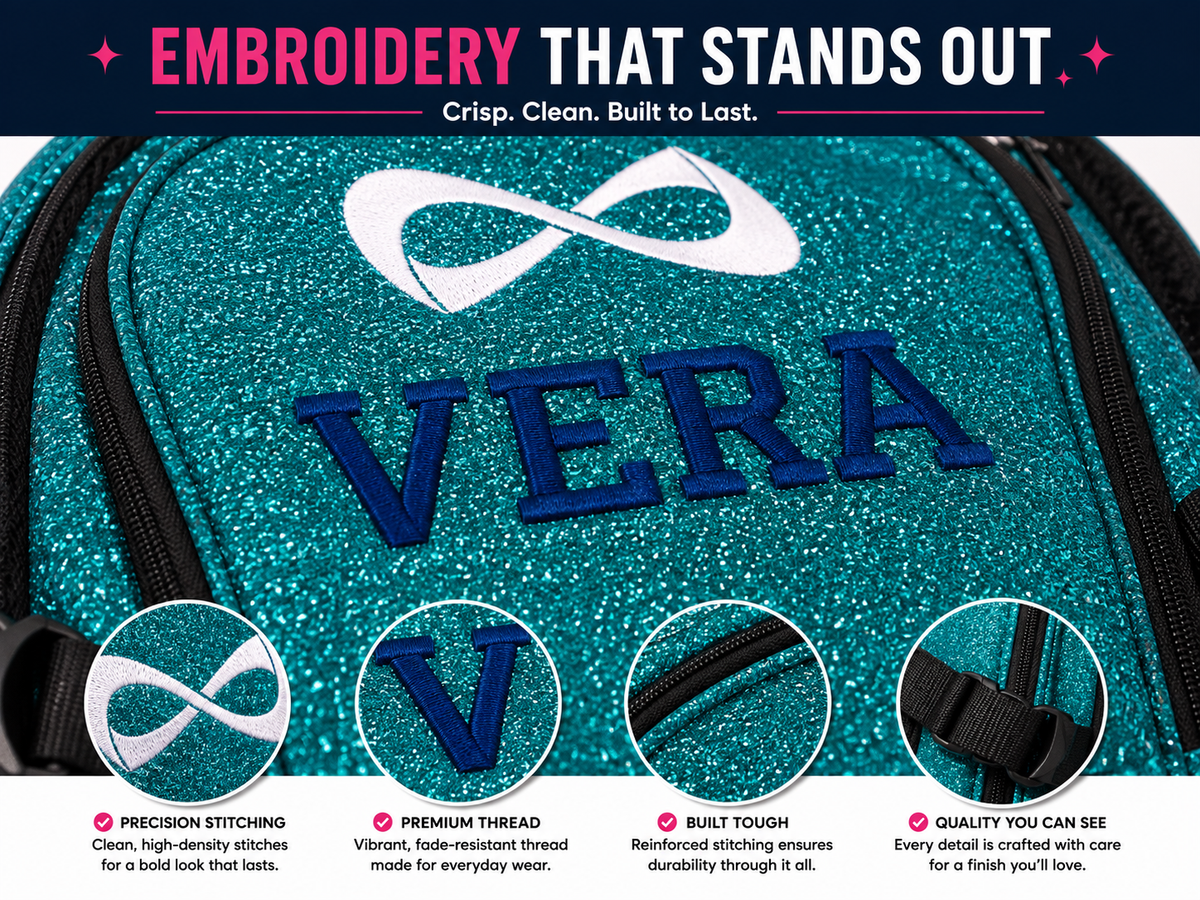 Personalized Nfinity Teal Cheer Backpack – Custom Name Sparkle Cheer Bag with Classic Design (Copy)