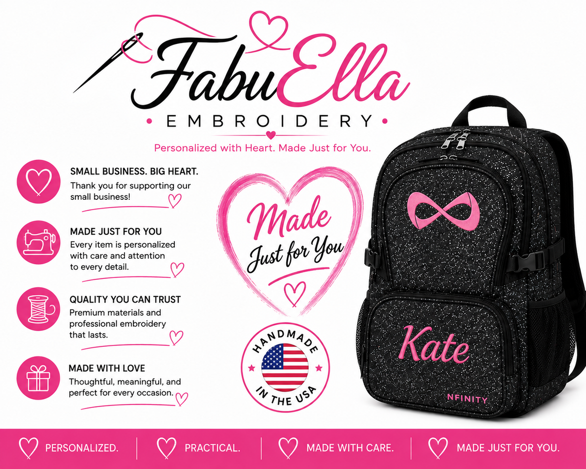 Personalized Emerald Green Nfinity Sparkle Backpack | Custom Embroidered Cheer, Dance & Gymnastics Competition Bag