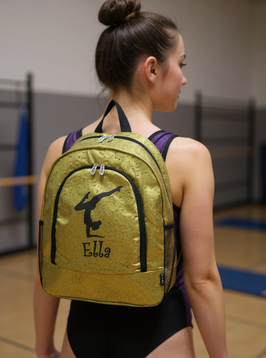 Embroidered Glitter Backpack for Gymnasts, Stylish and Practical Gear