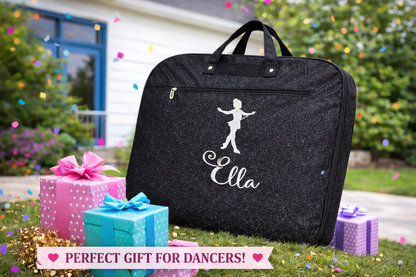 Personalized Dance Glitter Garment Bag – Custom Name Ballerina Garment Bag for Dance Competitions and Travel