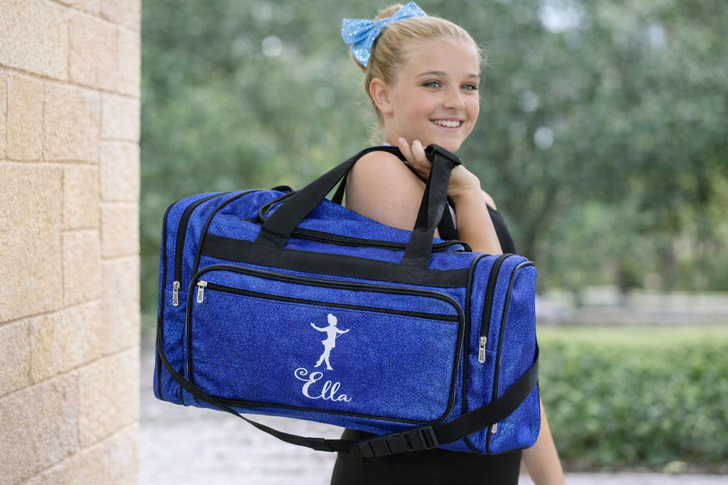 Personalized Royal Blue Dance Duffle Bag – Custom Name Glitter Ballet & Dance Gear Bag