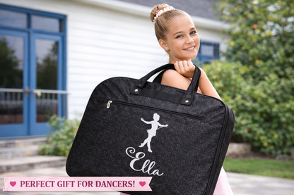 Personalized Dance Glitter Garment Bag – Custom Name Ballerina Garment Bag for Dance Competitions and Travel